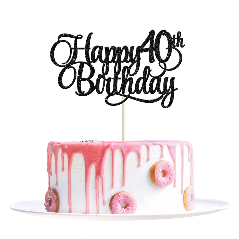 1 Pack Happy 40th Birthday Cake Topper Gold Glitter Number 40 Forty Years Old Birthday Cake Pick Decoration For 40th Birthday Celebrating Anniversary Party Supplies