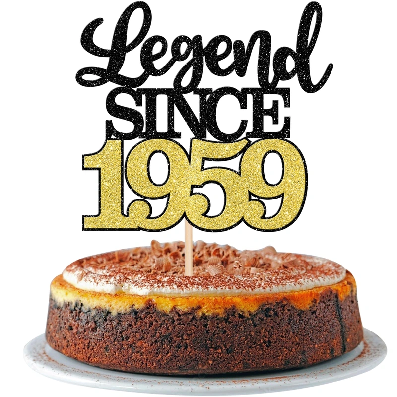 1 PCS Legend Since 1959 Cake Topper Black Gold Glitter Sixty Five Happy 65th Birthday Cake Pick Hello 65 Cheers to 65 Years Cake Decoration for 65th Birthday Anniversary Party Decorations Supplies
