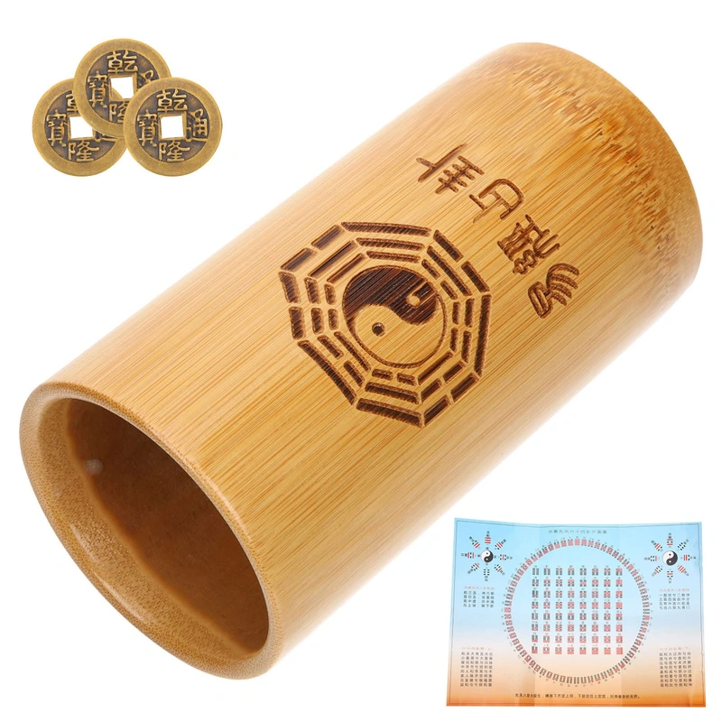 1 Set Divination Cash Cow Divination Game Prop Fortune Divination Coins Bamboo Divination Prop Chinese-style Divination Bucket Chinese Divination Game Religious Fortune Pot