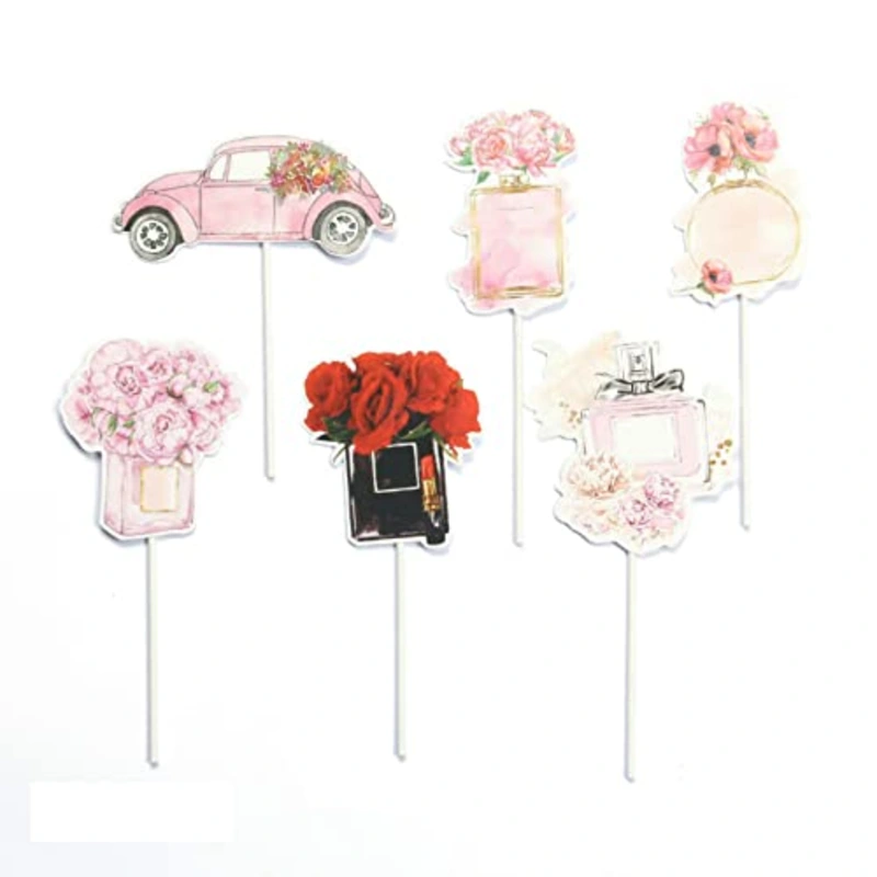 1 Set of Perfume Flower Young Girl Cake Decoration Romantic Wedding Party Supplies Happy Birthday Cake Topper