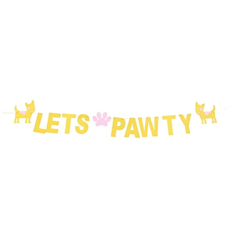 1 Set Pet Dog Flag Dog Birthday Banner Glitter Lets Banner Dog Banner Balloon Dog Banner for Pet Party Dog Birthday Party Dog First Birthday Bunting for Pet Party Puppy