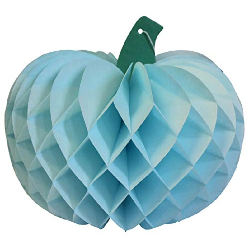 10 Inch Tissue Paper Pumpkin Decoration, Light Blue