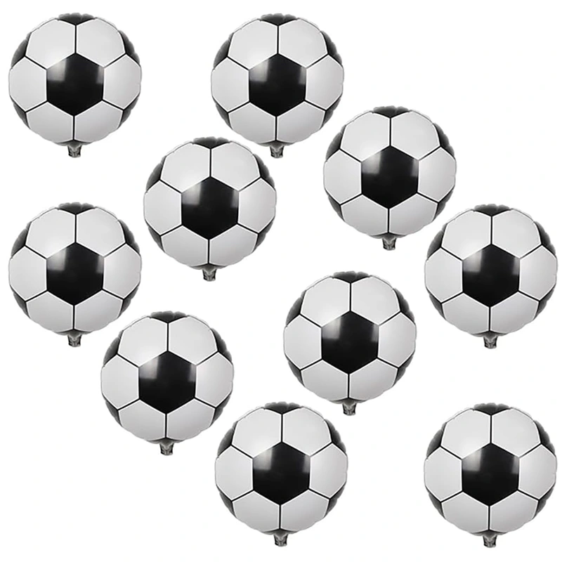 10 Pack 18-inch Aluminum Foil Soccer Balloons Soccer Helium Balloons Soccer Balloons Soccer Themed Parties Birthday Parties Holiday Party Decorations Black and White Football Balloons