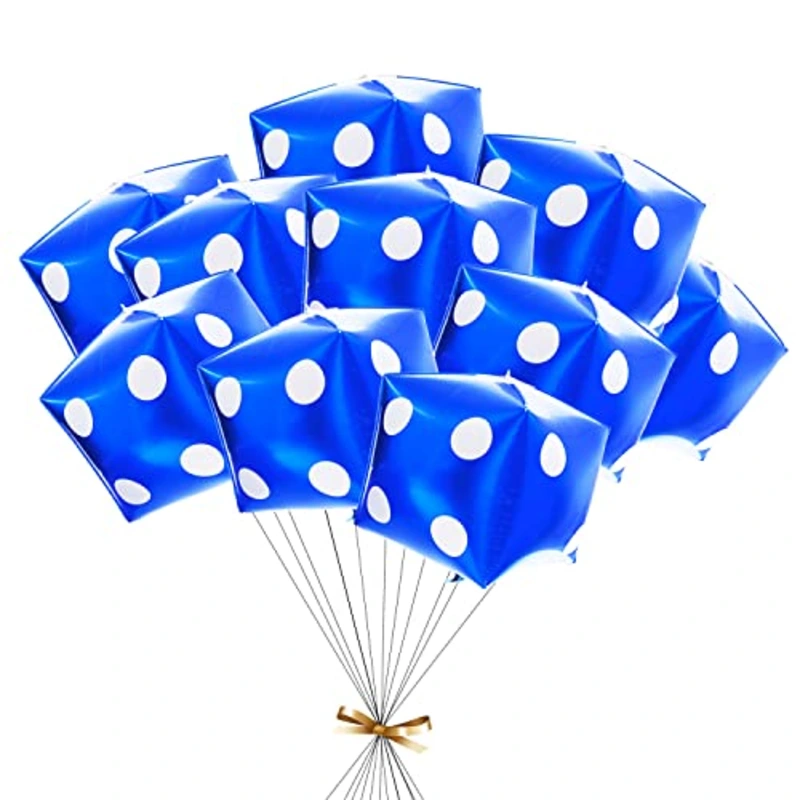 10 Pcs Cube Foil Balloons 24 Inches Square Dice Foil Balloon 4D Mylar Balloon for Party Decorations Party Supplies,Blue