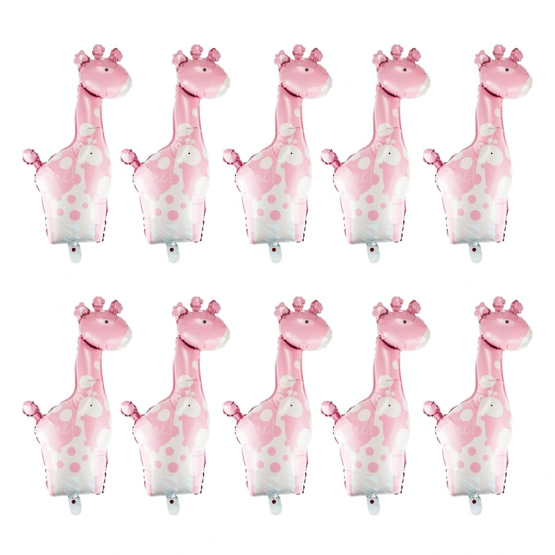 10 Pcs Giraffe Foil Balloons Large Giraffe Shape Baby Girls Balloons for Animal Theme Party Birthday Party Decoration Baby Shower Supplies Gender Reveal Party Supplies (Pink 23 * 19 inches)